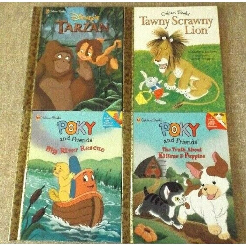 Lot of 8 Children's Golden Books - VG Barbie Poky Tarzan Tawny JH-504